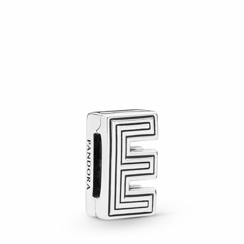 Pandora Reflexions™ Letter E Clip Charm Ireland - Sterling Silver/Silicone - 340982FIJ